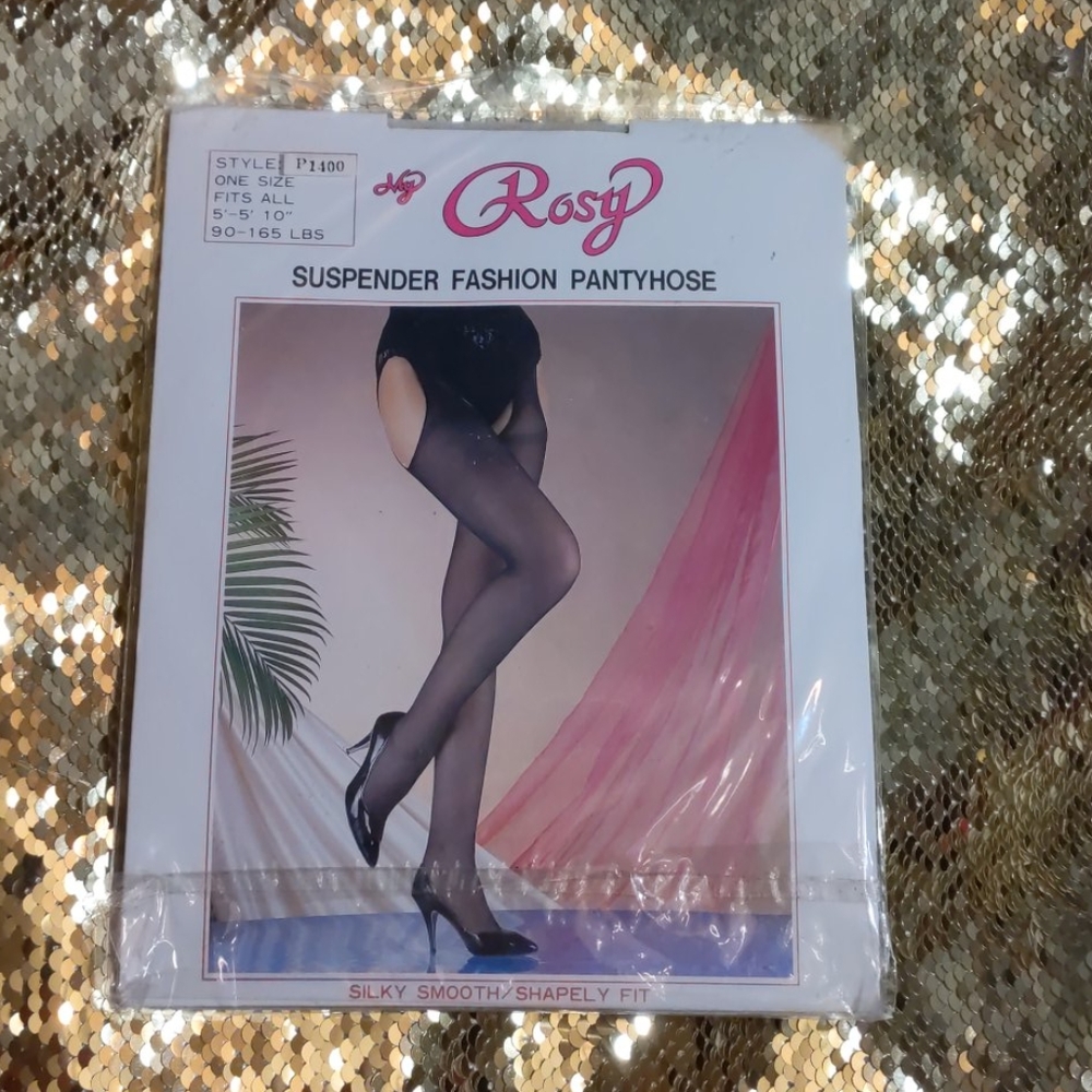 My Rosy white suspender fashion pantyhose